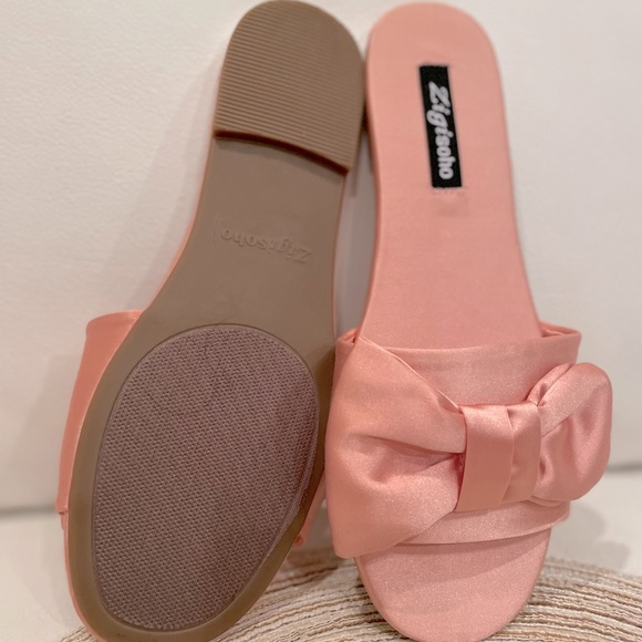 NWT pink satin flats light pink bow knot Zigi Soho - Picture 11 of 16